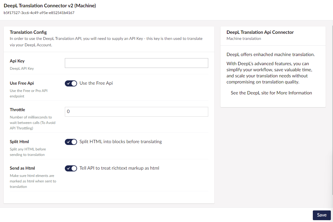 DeepL connector page