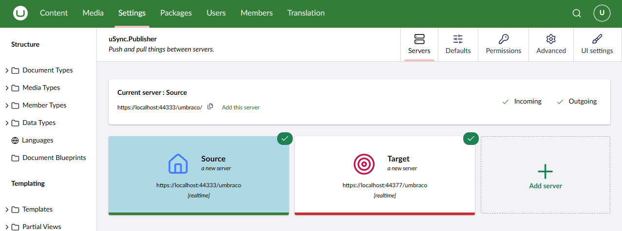 The publisher page of the back office with a green navigation bar.
