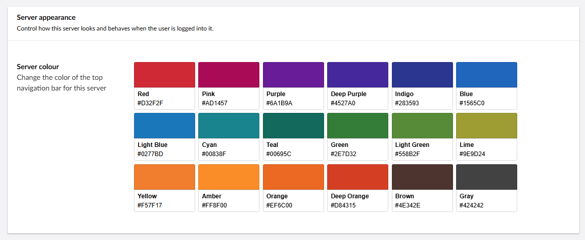 The server colours options on the UI settings in uSync.Publisher.