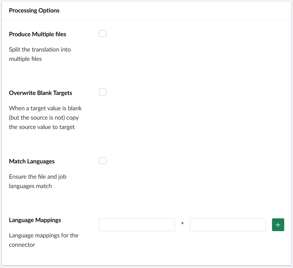 Processing options