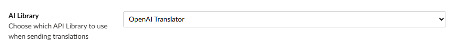 The AI Library dropdown in the connector settings.