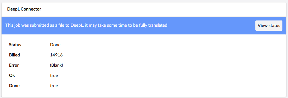 The banner and status for a job submitted with batch.