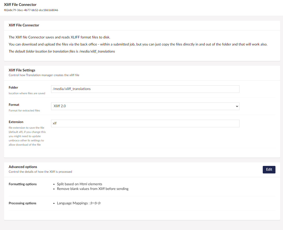 XLIFF Connector Config | Jumoo docs