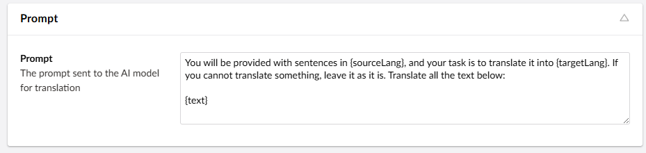 OpenAI Prompt settings