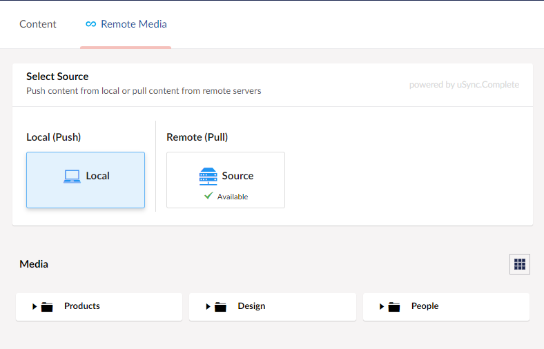 Remote Media main page