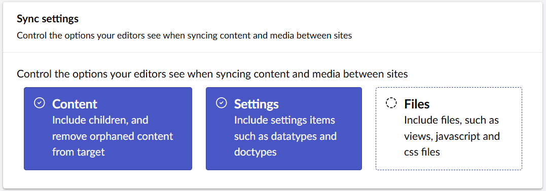The sync settings section in the server configuration page.