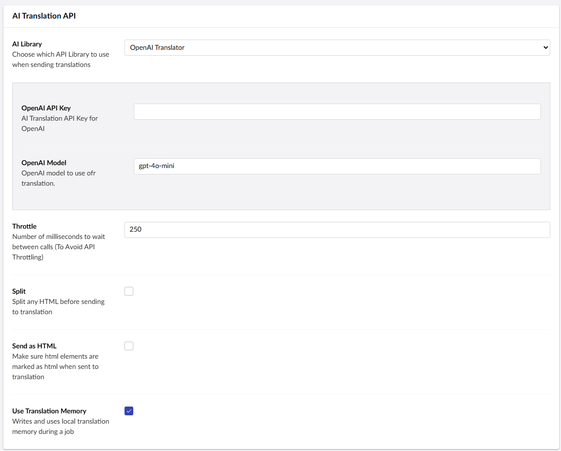 The OpenAI c
onnector options, including the OpenAI API Key box. 